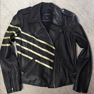 Neiman Marcus Black Leather Biker Jacket